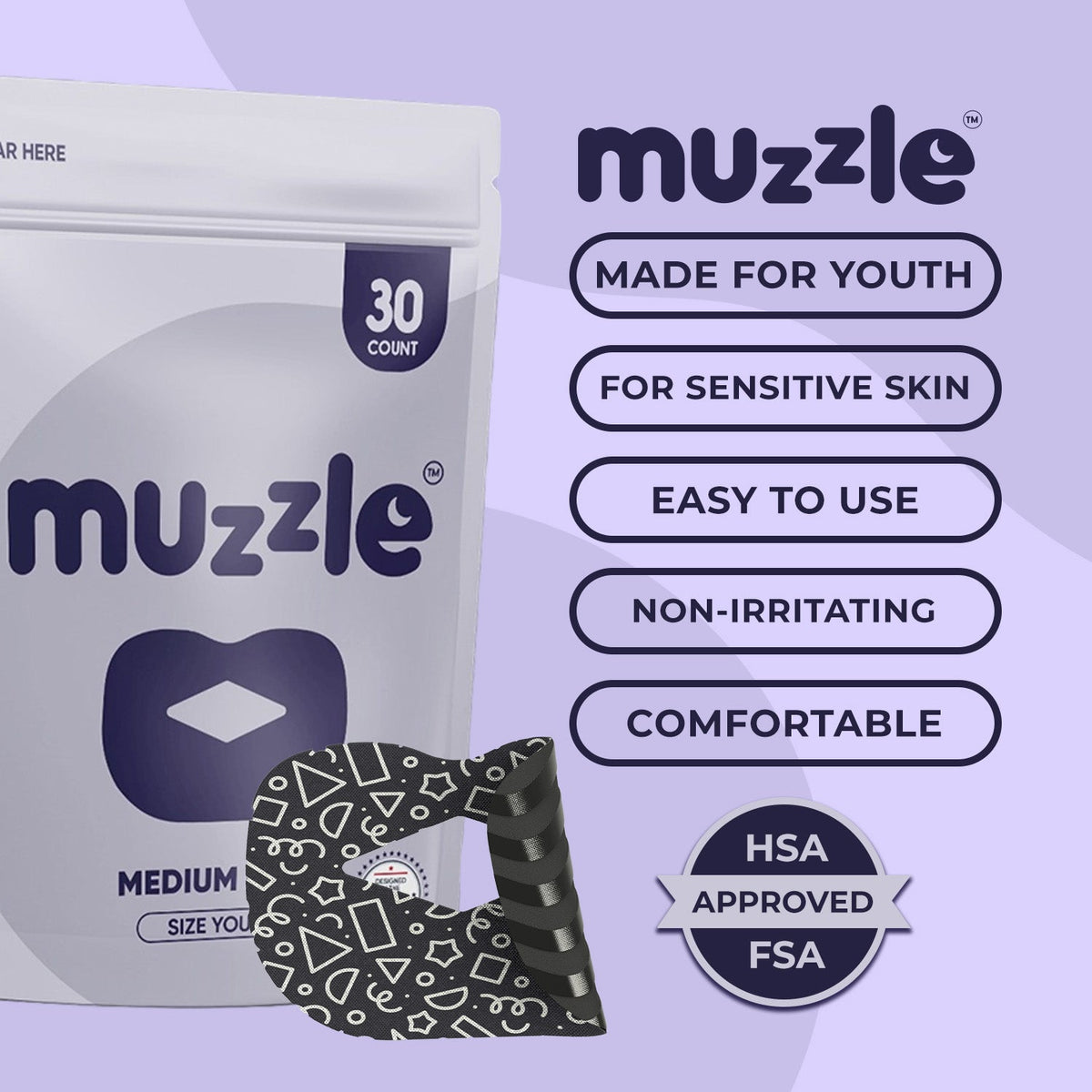 Muzzle® Mouth Tape For Kids (Medium Hold)