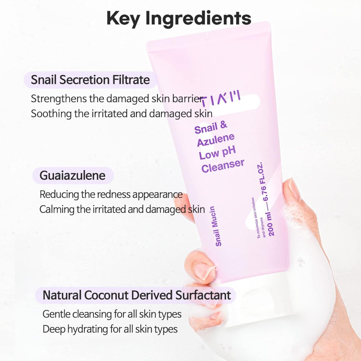 TIA'M Snail & Azulene Low pH Cleanser