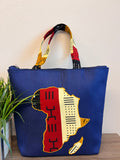 Denim African Map Tote Bag