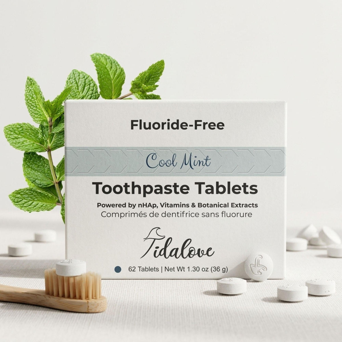 Fluoride-Free Cool Mint Toothpaste Tablets – 1-Month Supply | 5% nHAp