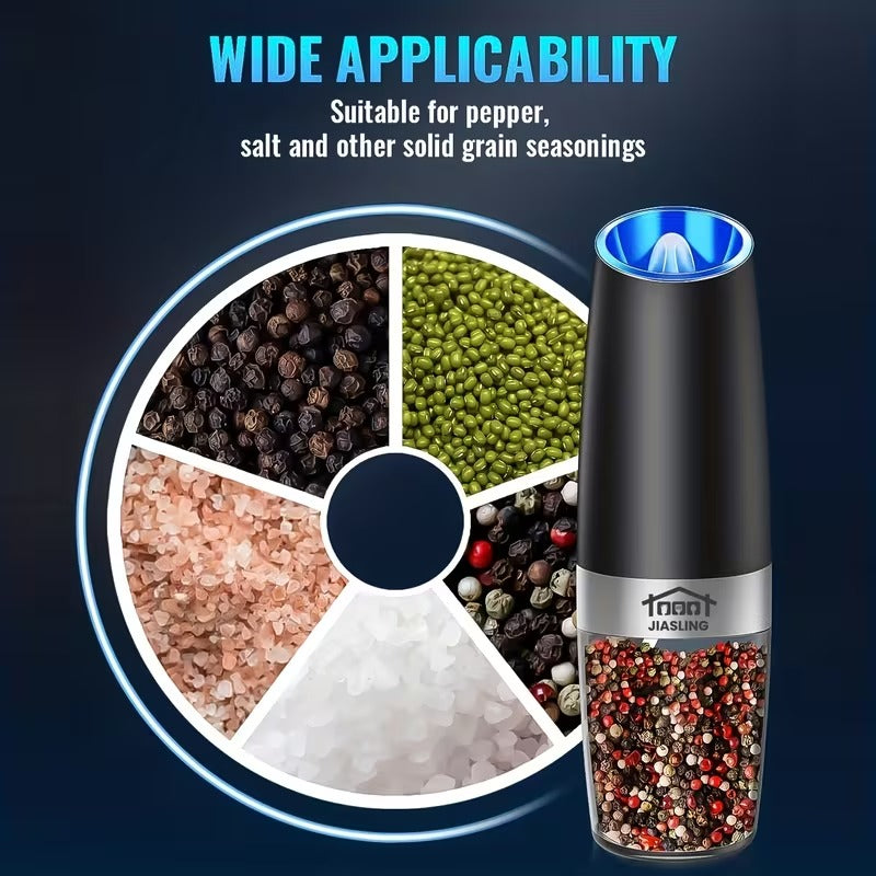 2pcs gravity powered electric salt pepper grinder battery
