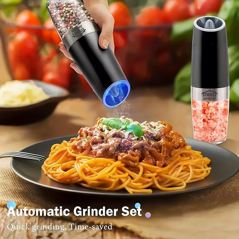 2pcs gravity powered electric salt pepper grinder battery