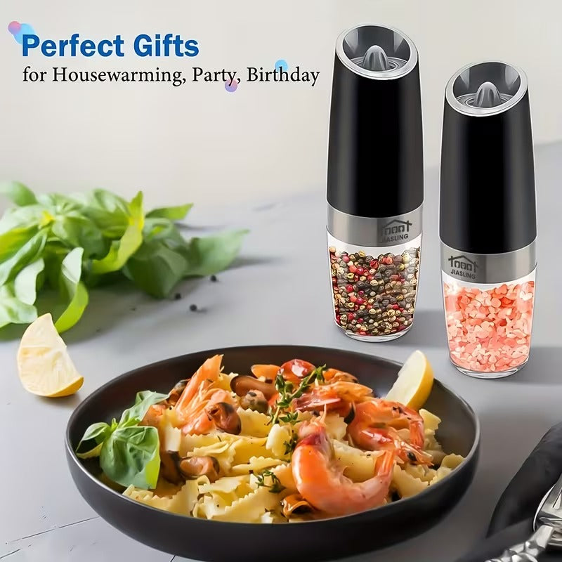 2pcs gravity powered electric salt pepper grinder battery