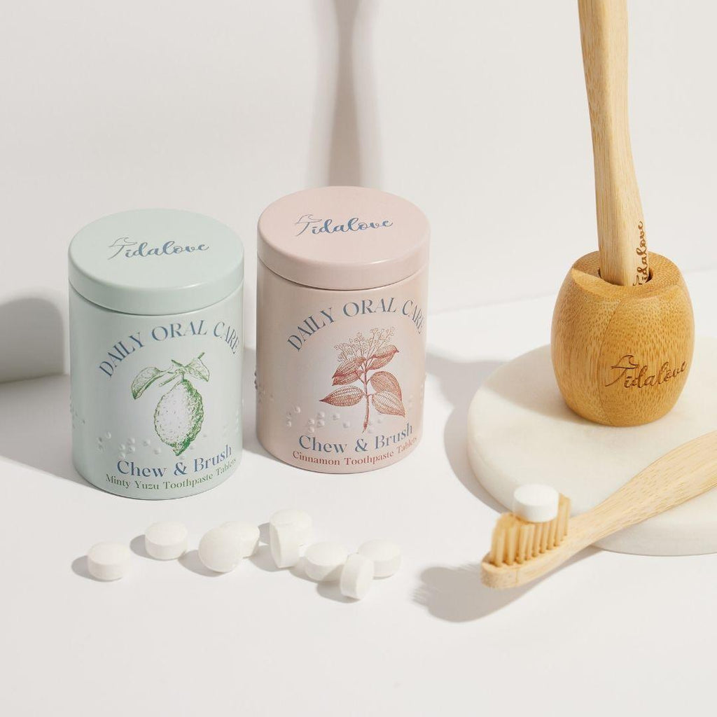Bamboo Toothbrush Holder Twin Pack