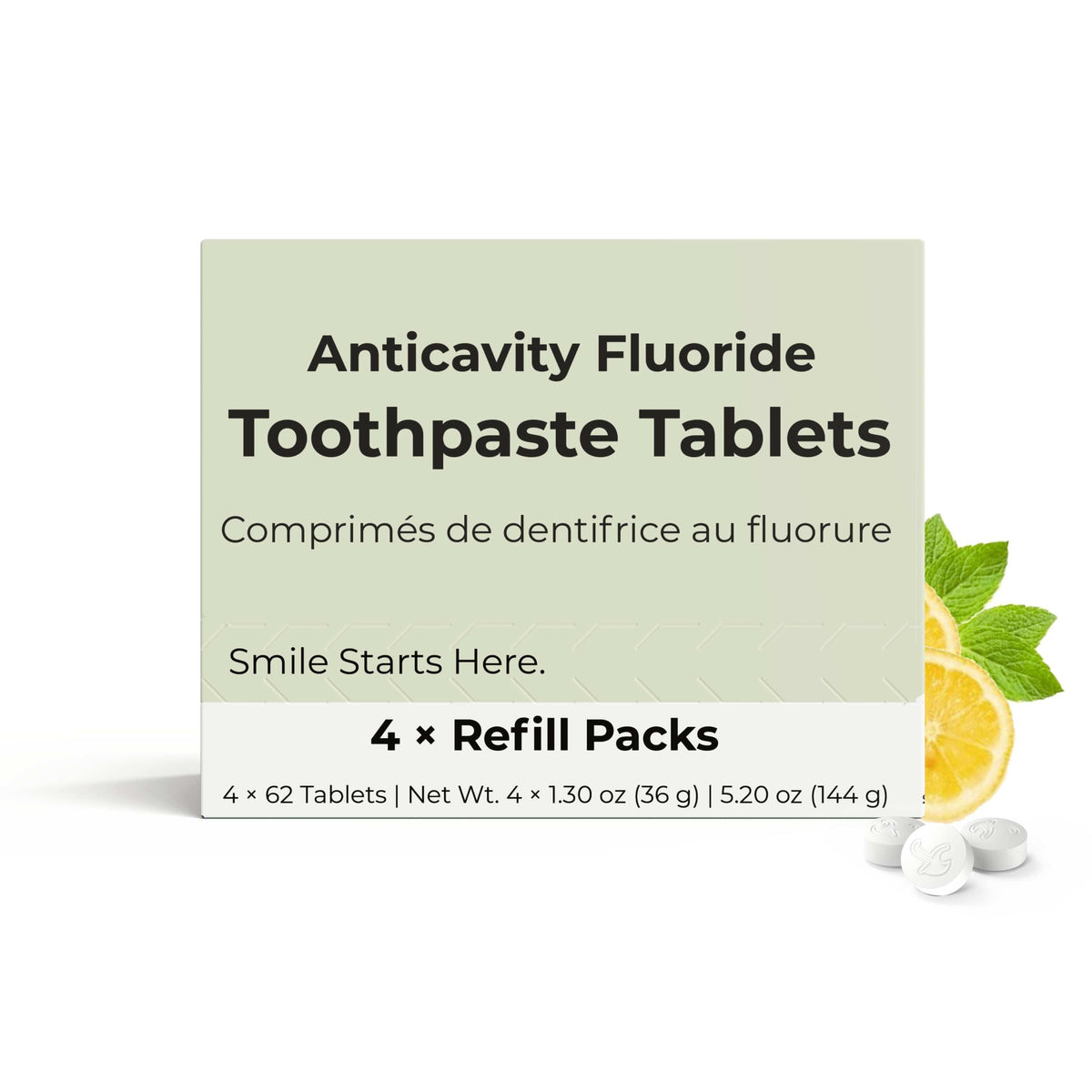 Fluoride Yuzu Mint Toothpaste Tablets – 4-Month Supply | 5% nHAp